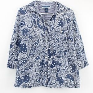 Karen Scott 3/4 Sleeve Paisley Print Top
